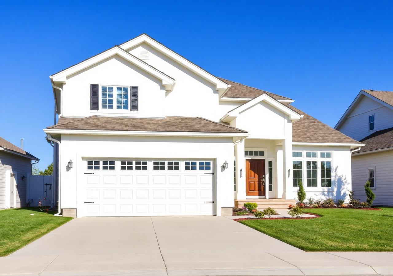 A well-maintained garage door on a coastal Texas home